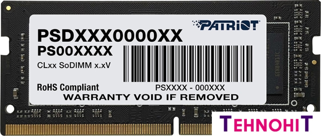 Оперативная память Patriot Signature Line 4GB SODIMM DDR4 PC4-21300 PSD44G266681S